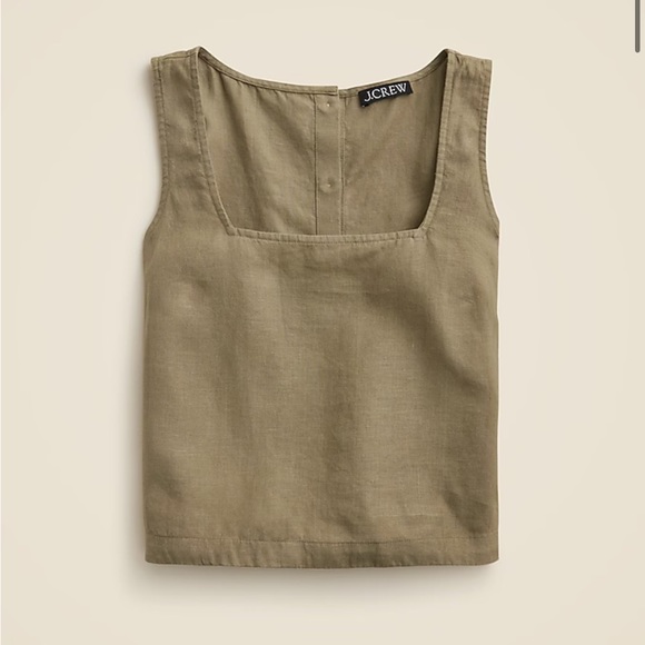 J Crew Square Neck Button back top in linen - Picture 1 of 5